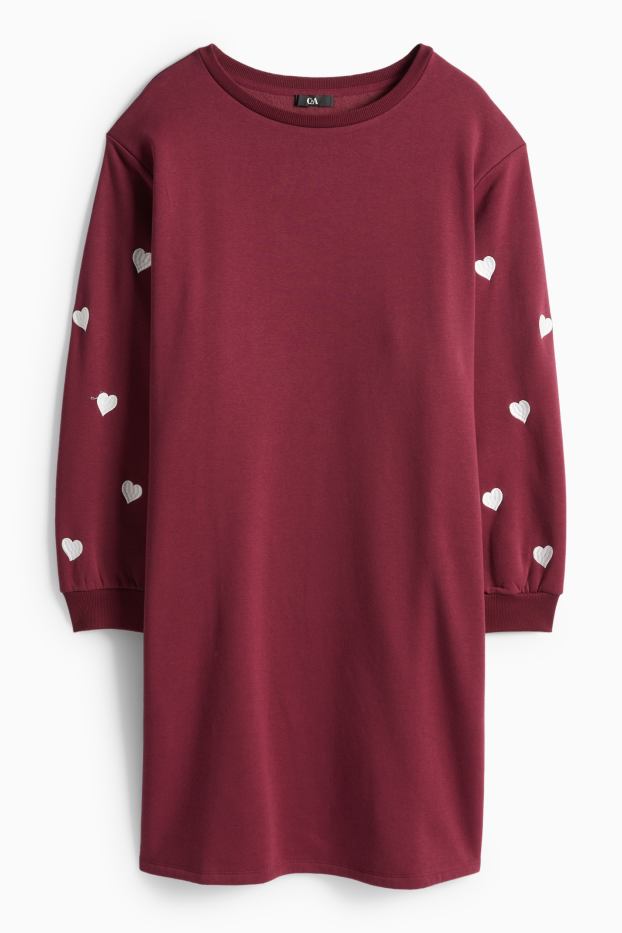 Damen - Sweatkleid - Straight Fit - bordeaux
