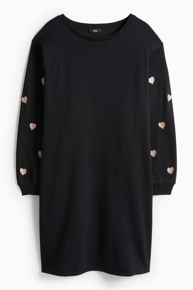 Damen - Sweatkleid - Straight Fit - schwarz