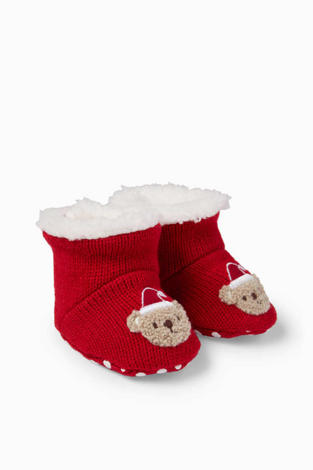 Unisex - Os de peluix - sabates per gatejar per a nadó - vermell