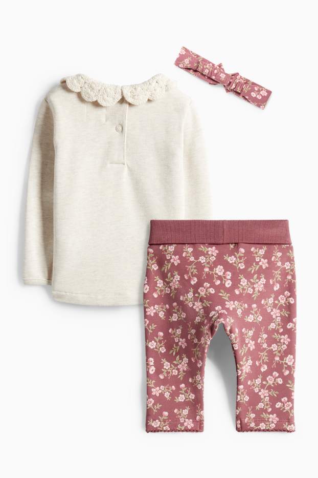 Baby Mädchen - Minnie Maus - Baby-Outfit - 3 teilig - hellbeige