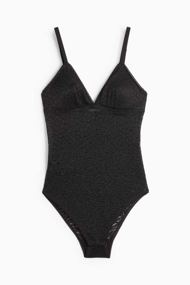 Damen - Body - wattiert - schwarz