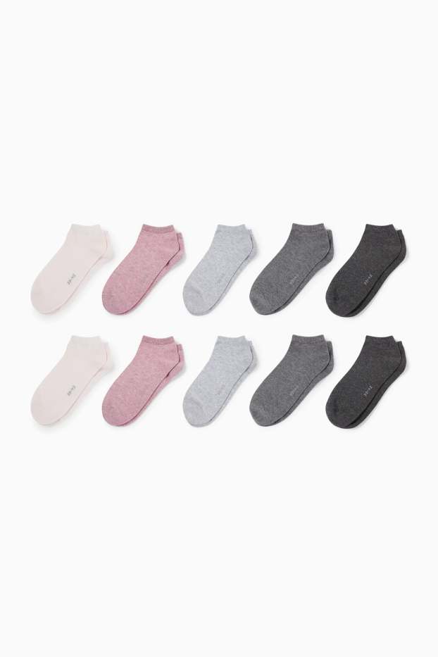 Women - Multipack of 10 - trainer socks - dark rose