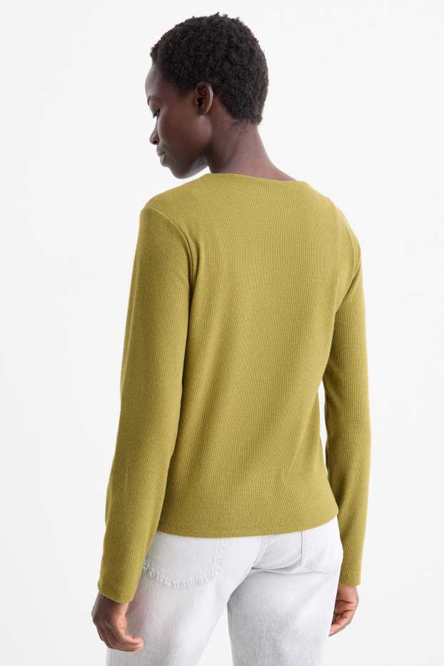 Women - Sweatshirt - ribbed - green