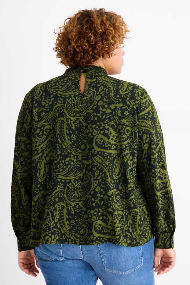 Women - Blouse - patterned - dark green