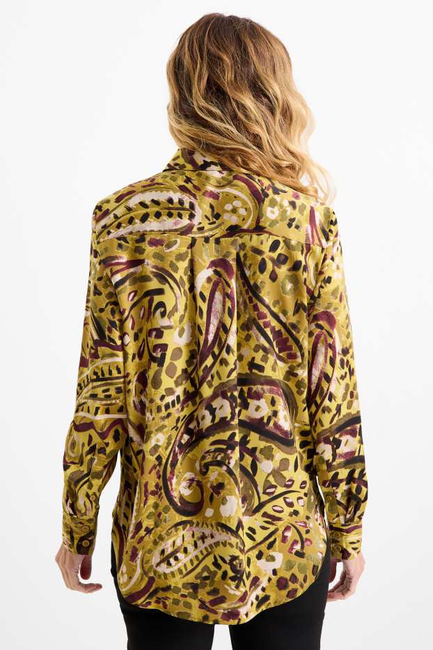 Dames - Satijnen blouse - met patroon - lichtgroen