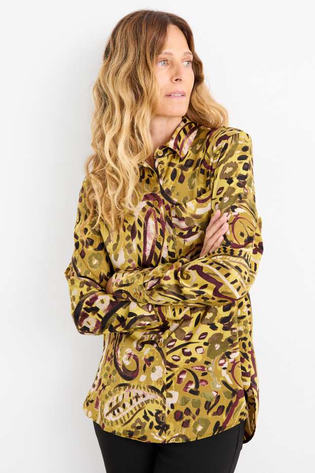 Dona - Brusa de setí - estampada - verd clar