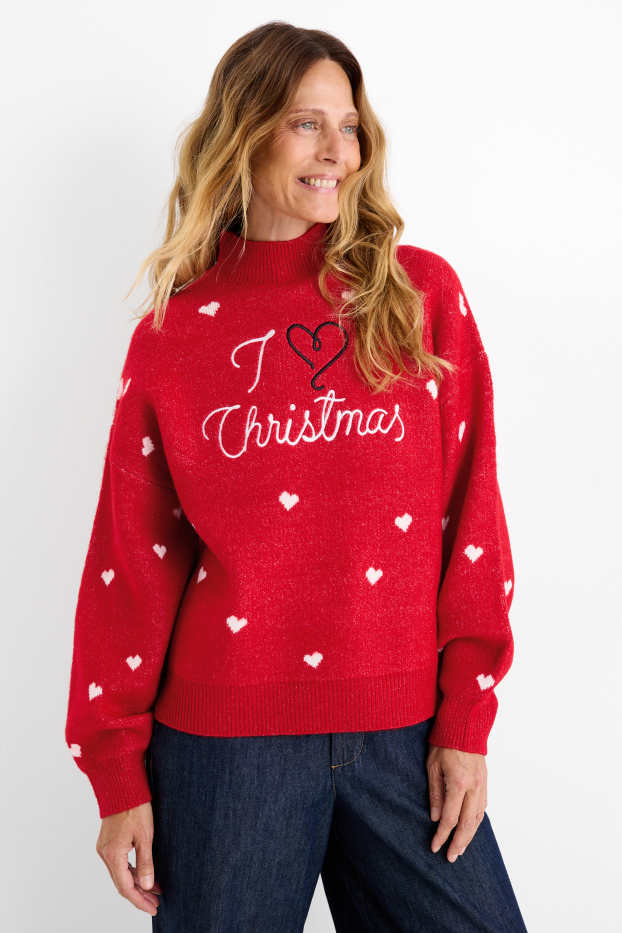 Femmes - Pull de Noël - I Love Christmas - rouge