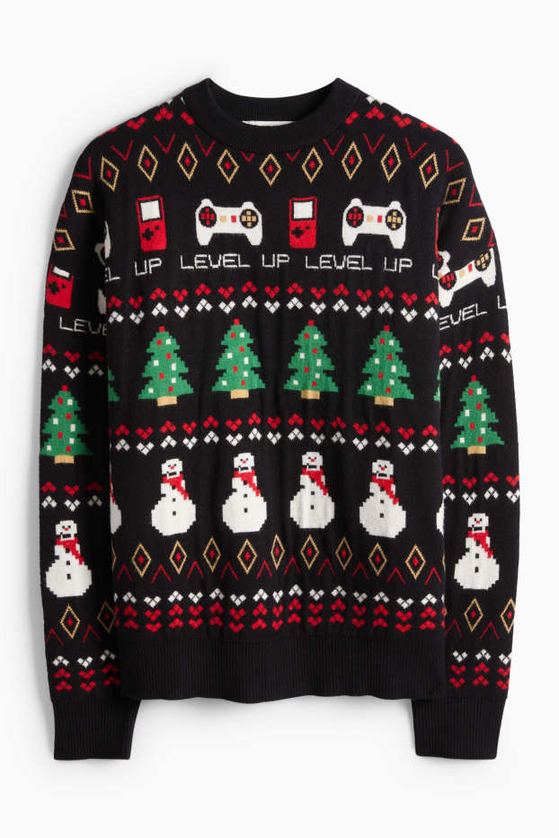 Děti - chlapci - Gaming - vánoční svetr - černá