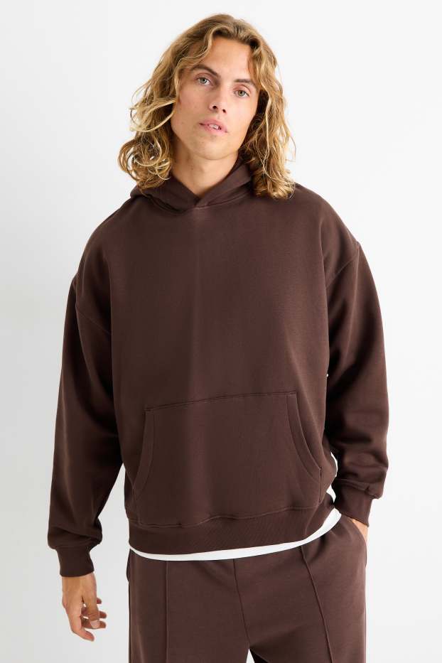 Uomo - Felpa con cappuccio - marrone scuro