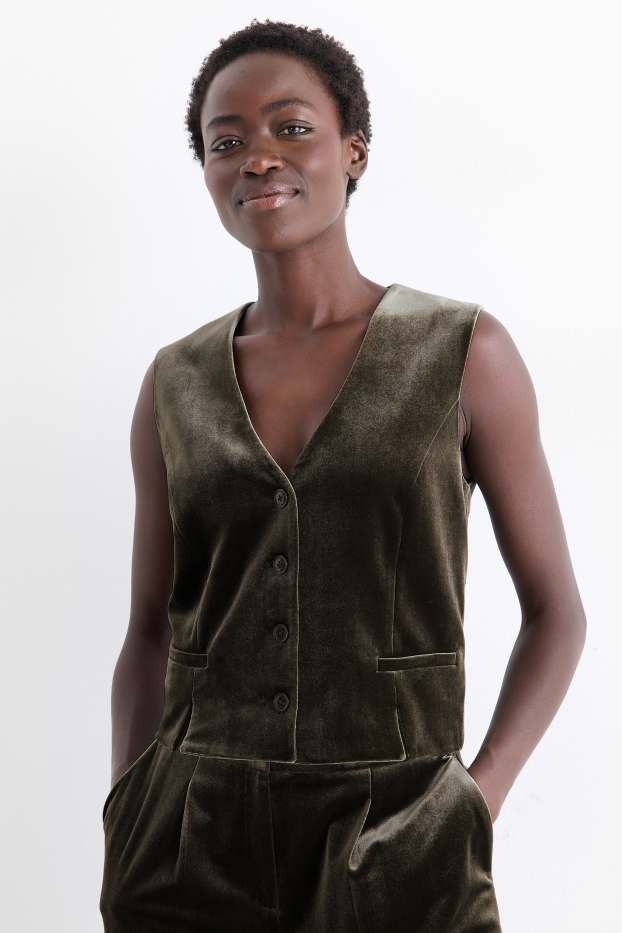 Donna - Gilè coordinabile di velluto- regular fit - verde