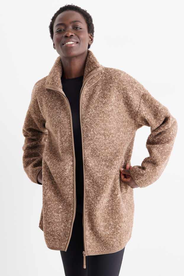 Women - Bouclé technical zip-through sweatshirt - brown