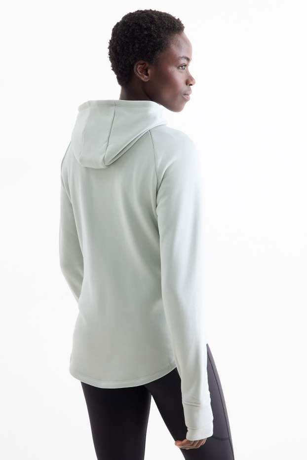 Dames - Vest van sweatstof met capuchon - lichtgrijs