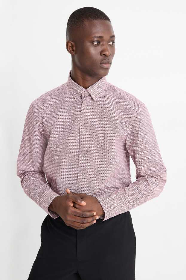 Hommes - Ensemble - pull avec encolure en V et chemise de bureau - 2 pièces - rouge foncé