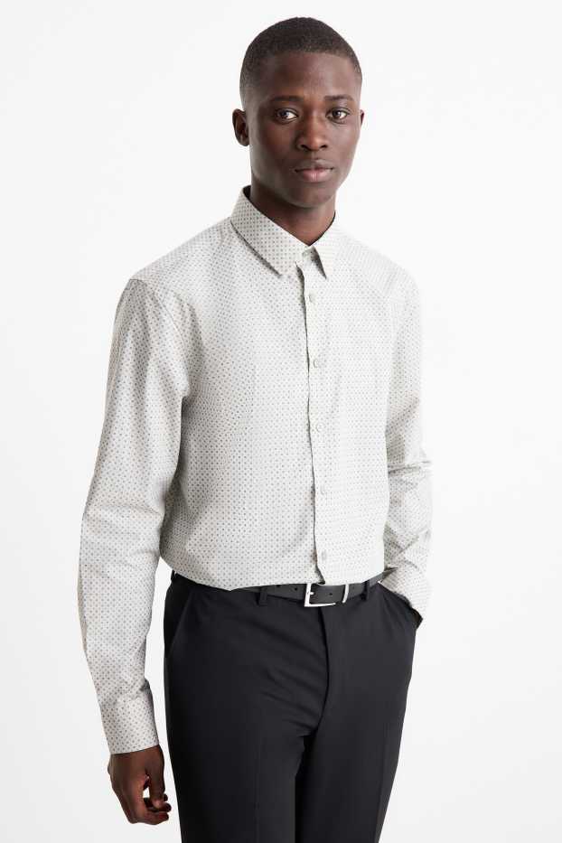 Men - Set - V-neck jumper and business shirt - 2 piece - dark green