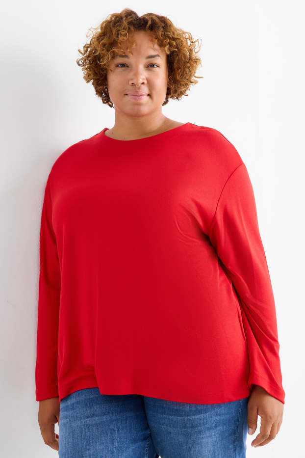 Women - Long sleeve top - relaxed fit - red