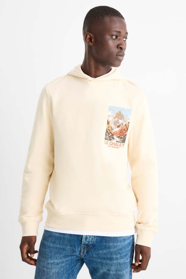 Men - Hoodie - light beige