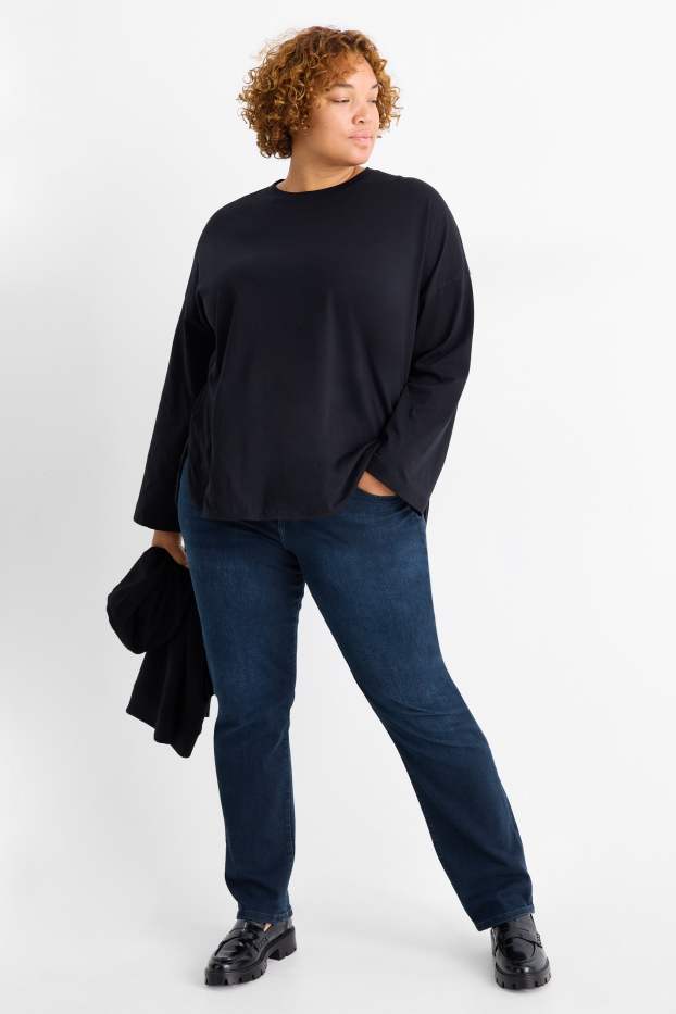 Femmes - Jean coupe droite - mid waist - LYCRA® - jean bleu foncé