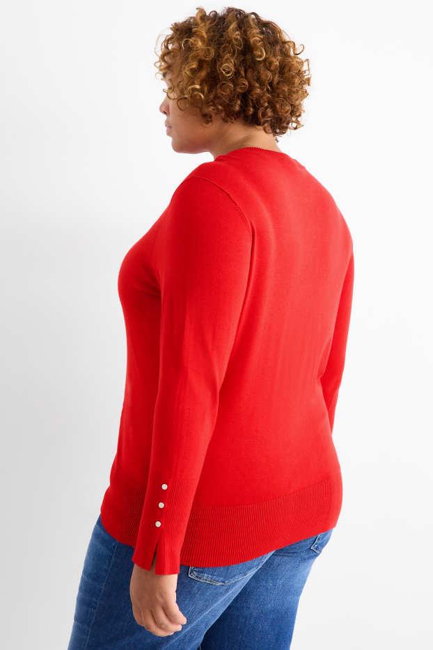 Femmes - Pull en maille fine - rouge