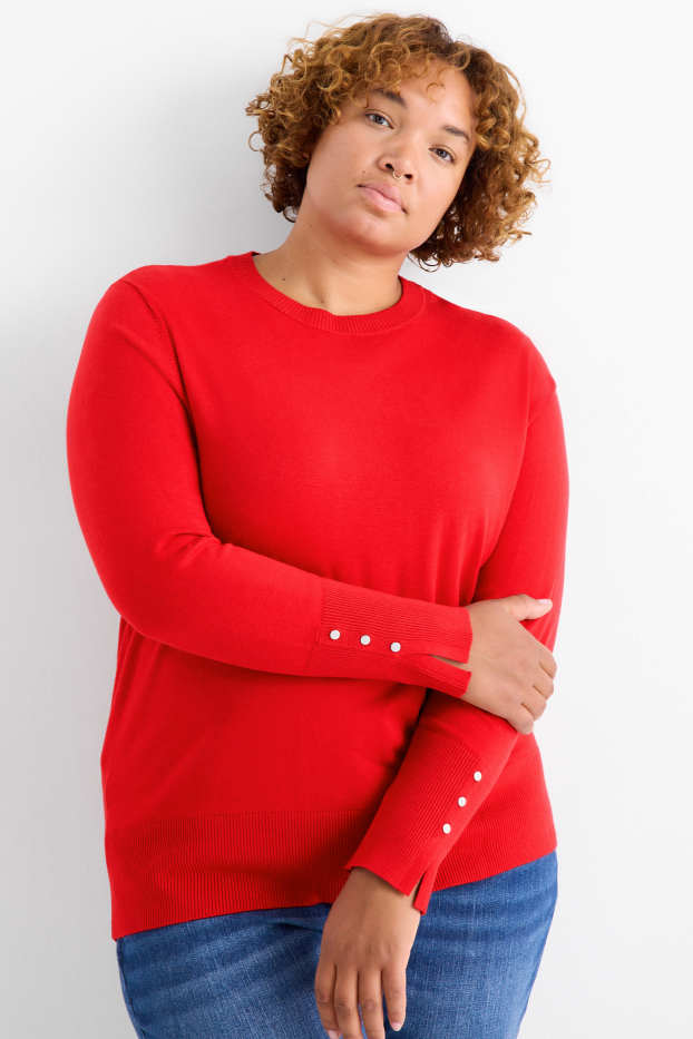 Femmes - Pull en maille fine - rouge