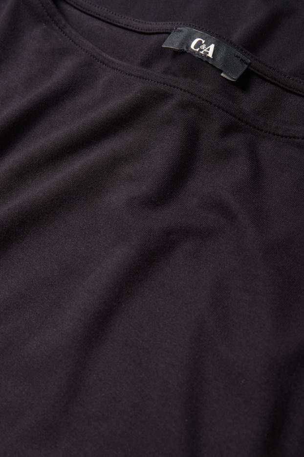 Dámské - Tričko s dlouhým rukávem basic - regular fit - černá