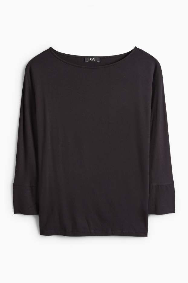 Dámské - Tričko s dlouhým rukávem basic - regular fit - černá