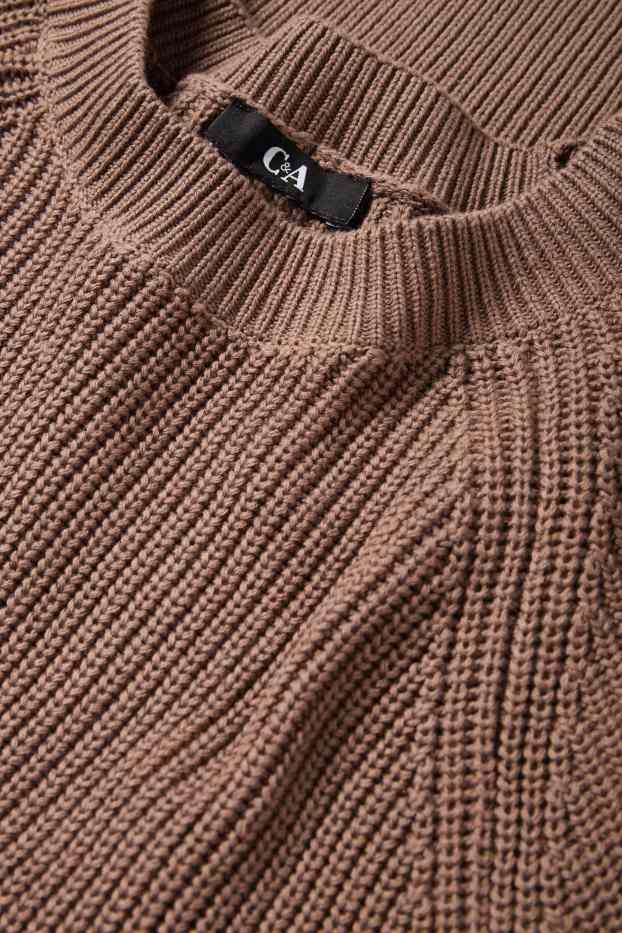 Damen - Pullover - gerippt - braun