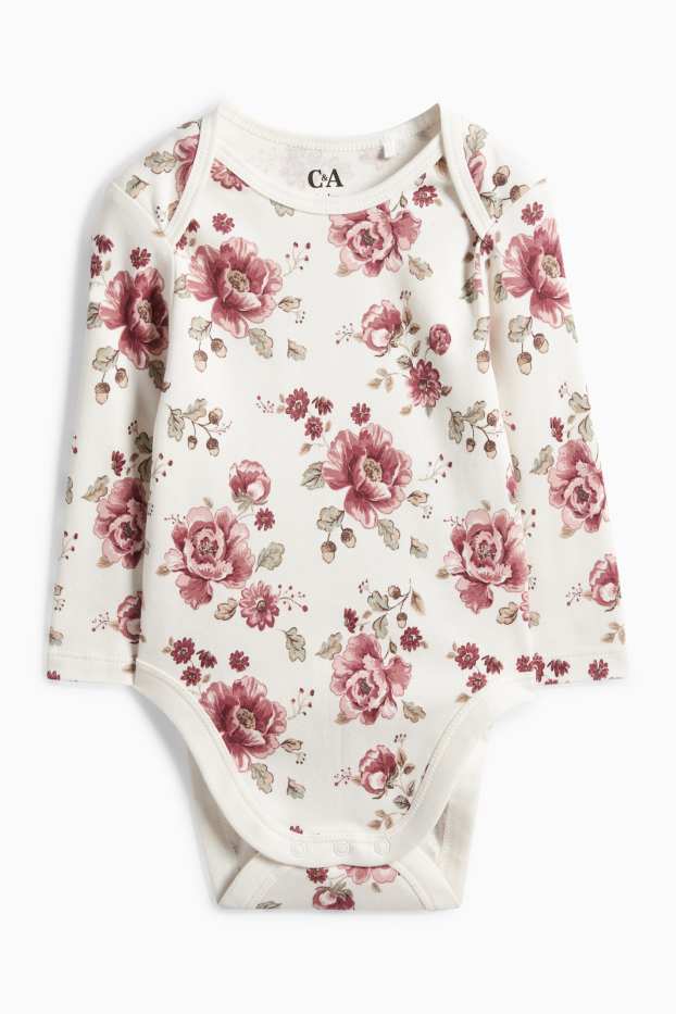 Miminka - dívky - Květiny - body pro miminka - bílá
