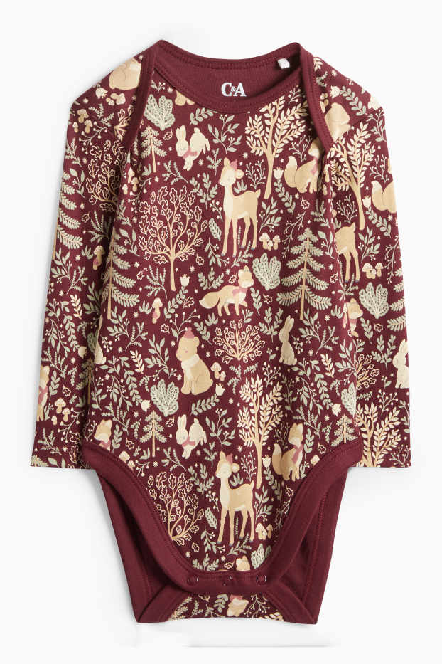 Baby: meisjes - Bosdieren - rompertje - beige / bordeaux