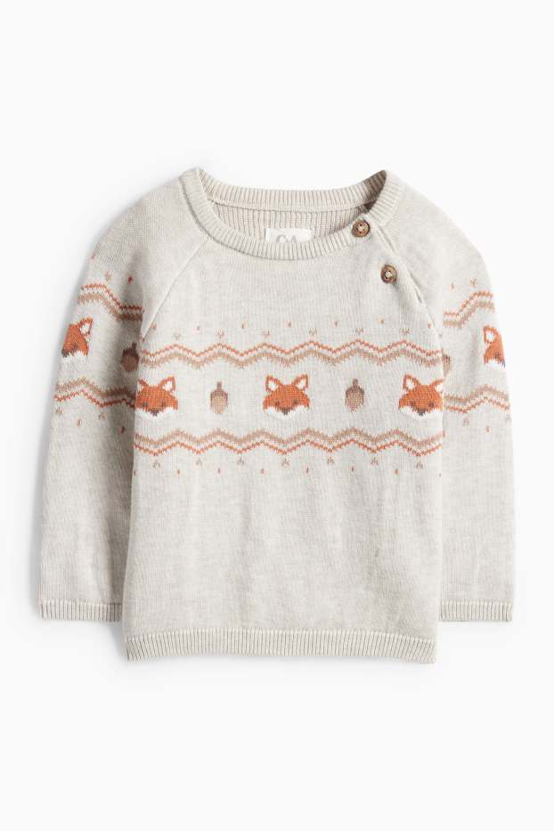 Miminka - chlapci - Lišky - outfit pro miminka - 3dílný - světle šedá