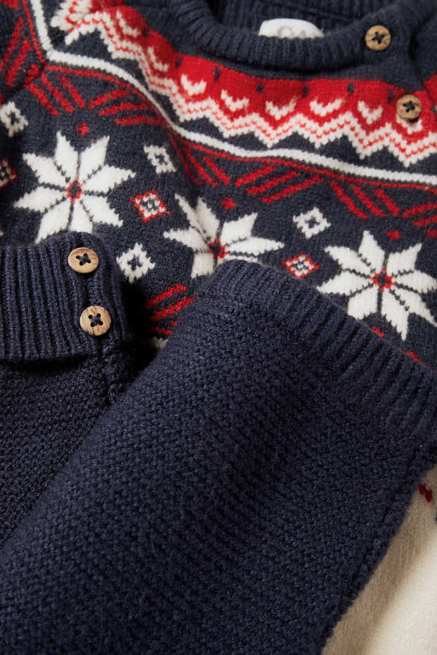 Miminka - chlapci - Outfit pro miminka - 2dílný - tmavomodrá / krémově bílá