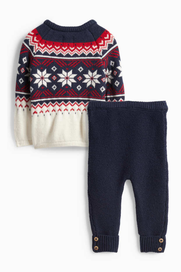 Miminka - chlapci - Outfit pro miminka - 2dílný - tmavomodrá / krémově bílá