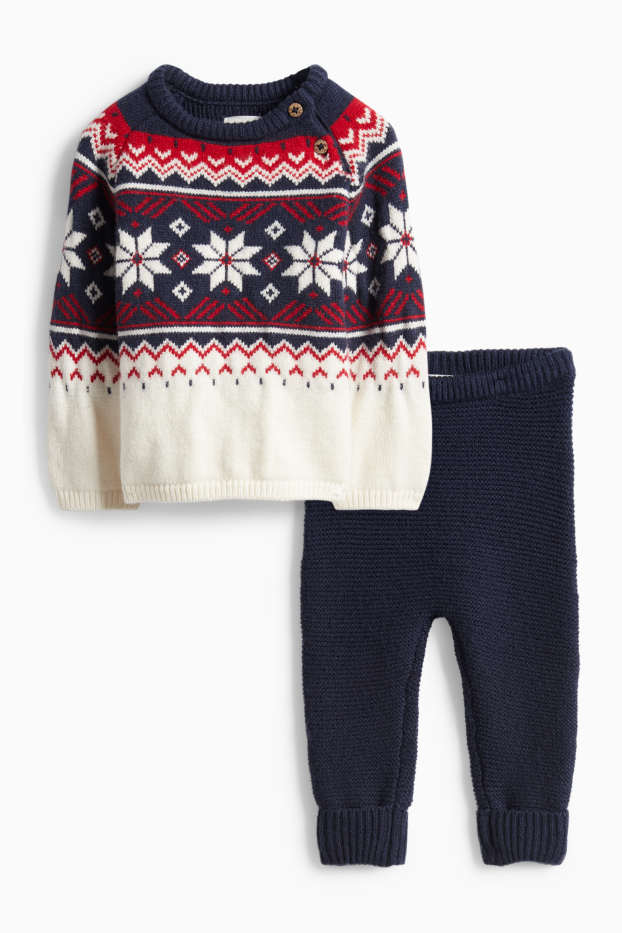 Miminka - chlapci - Outfit pro miminka - 2dílný - tmavomodrá / krémově bílá