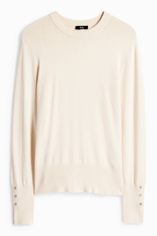 Donna - Maglione in filato lavorato a maglia fine - crema