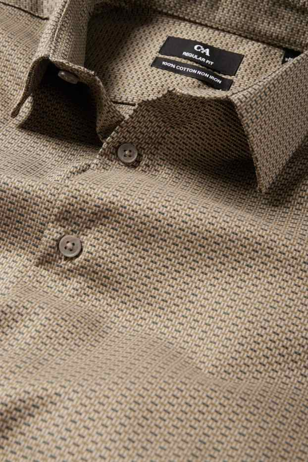 Hommes - Chemise de bureau - regular fit - col kent - sans repassage - à motif - vert