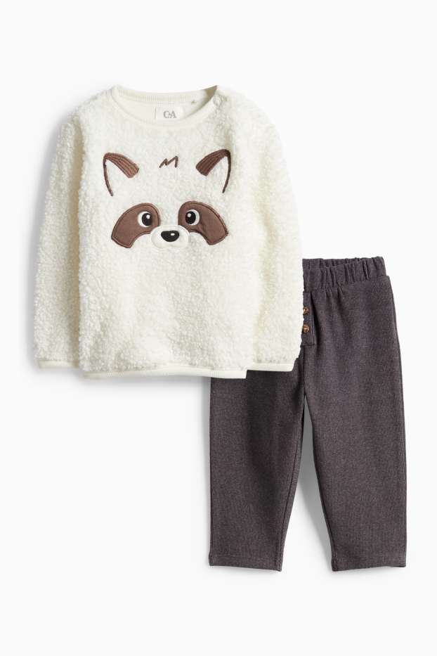 Miminka - chlapci - Mýval - outfit pro miminka - 2dílný - bílá