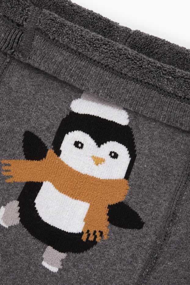 Baby Mädchen - Pinguin - Baby-Thermo-Anti-Rutsch-Strumpfhose - dunkelgrau