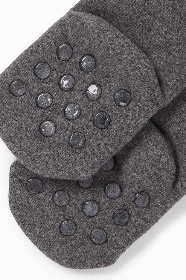 Baby Mädchen - Pinguin - Baby-Thermo-Anti-Rutsch-Strumpfhose - dunkelgrau