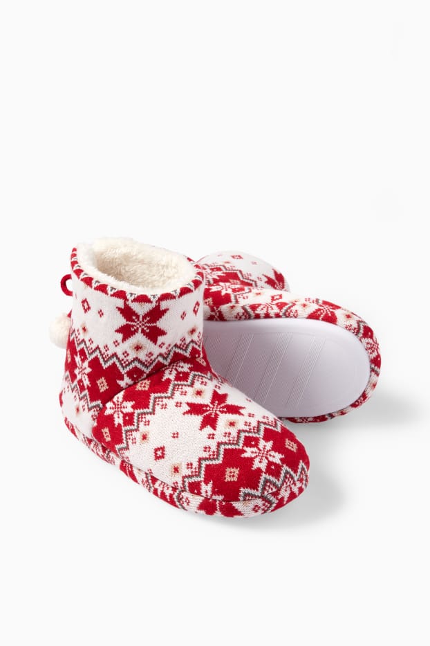 Women - Mini Me - women’s slippers - patterned - white / red