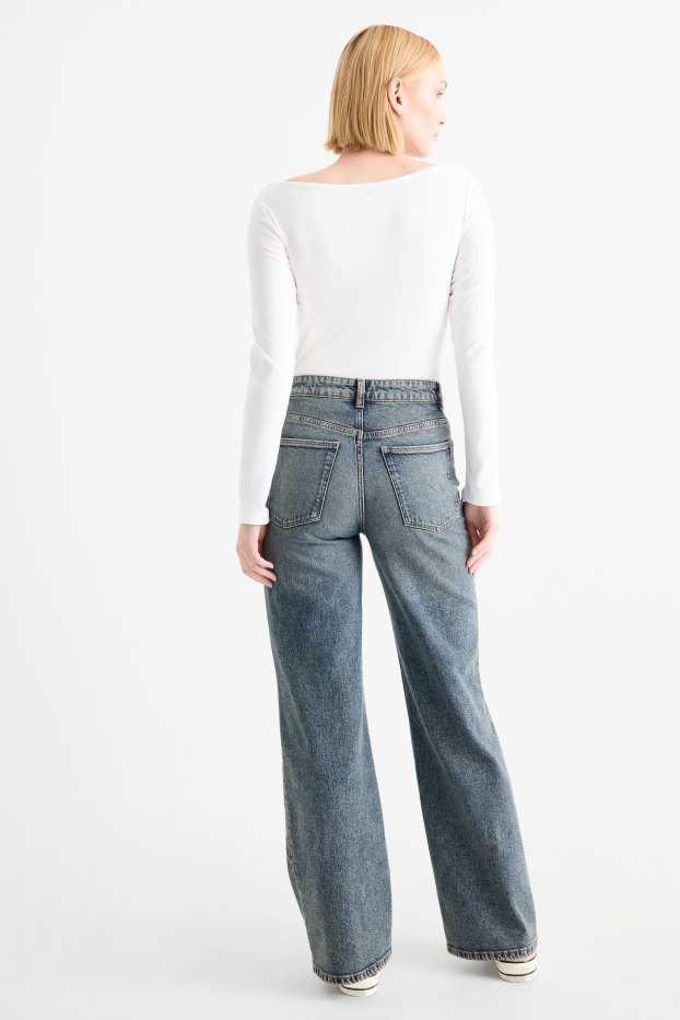 Damen - Wide Leg Jeans - Mid Waist - helljeansblau