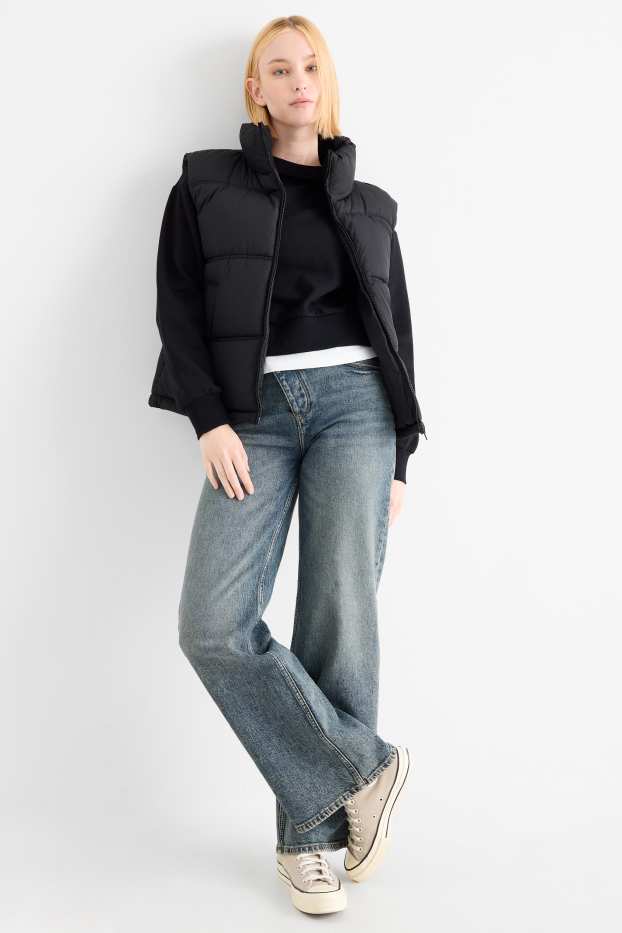 Damen - Wide Leg Jeans - Mid Waist - helljeansblau
