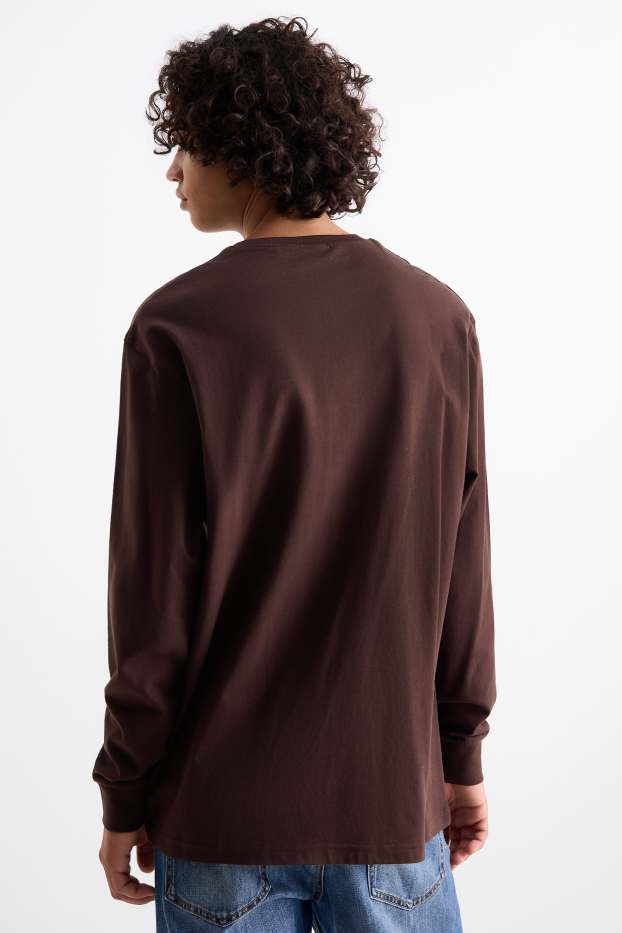 Herren - Langarmshirt - Relaxed Fit - dunkelbraun