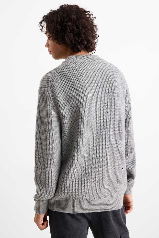 Herren - Pullover - gerippt - grau