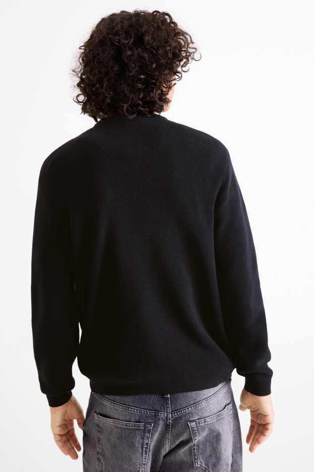 Men - Jumper - textured - black