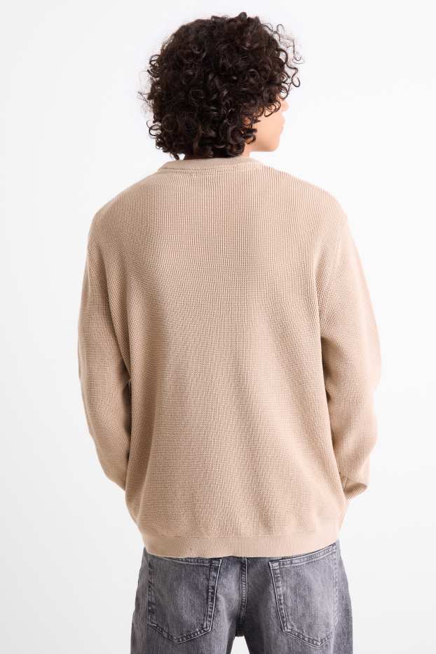 Men - Jumper - textured - beige