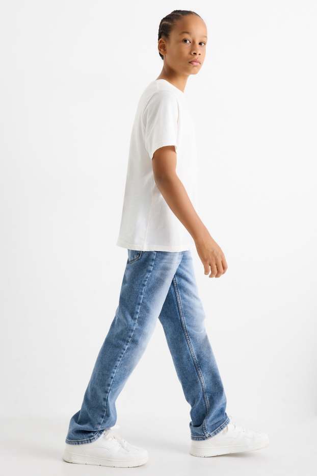 Dzieci chłopcy - Straight jeans - ciepłe dżinsy - jog denim - LYCRA® - dżins-jasnoniebieski