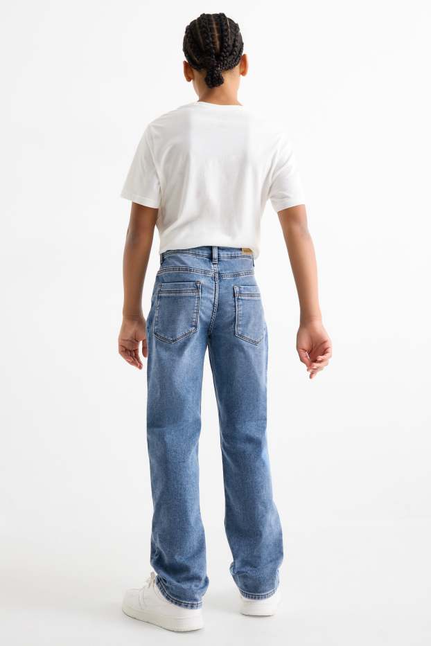 Dzieci chłopcy - Straight jeans - ciepłe dżinsy - jog denim - LYCRA® - dżins-jasnoniebieski