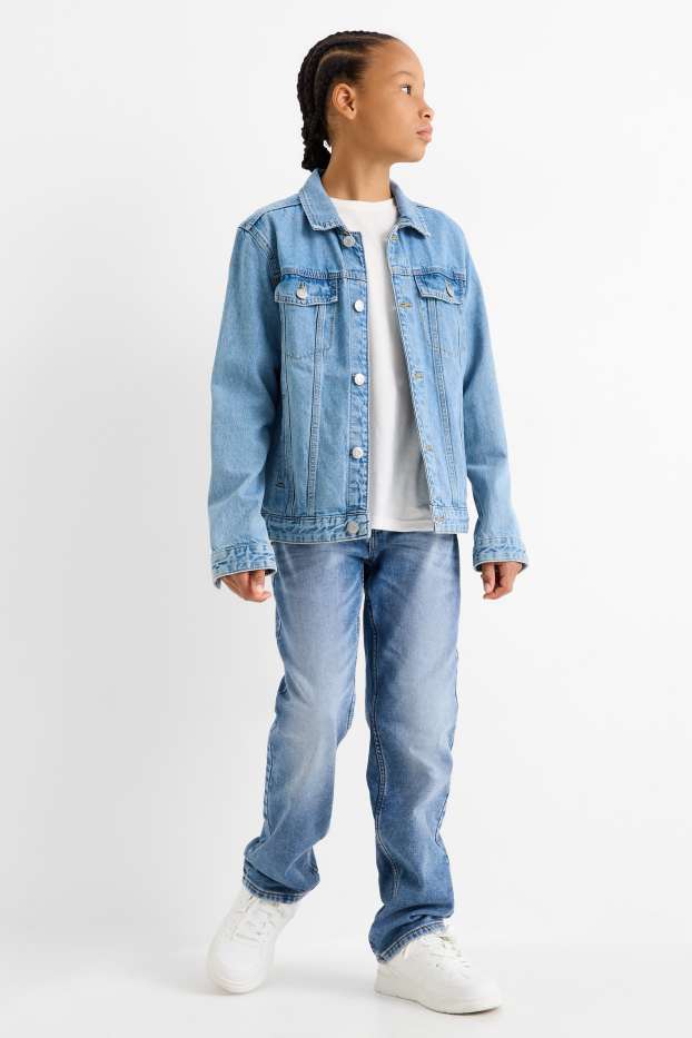 Dzieci chłopcy - Straight jeans - ciepłe dżinsy - jog denim - LYCRA® - dżins-jasnoniebieski