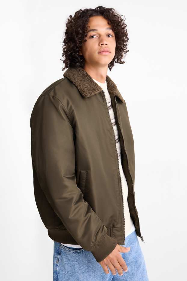 Men - Bomber jacket - lined - dark green