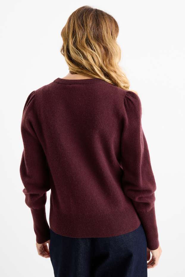 Damen - Set - Pullover und Schal mit Kaschmir-Anteil - Woll-Mix - bordeaux
