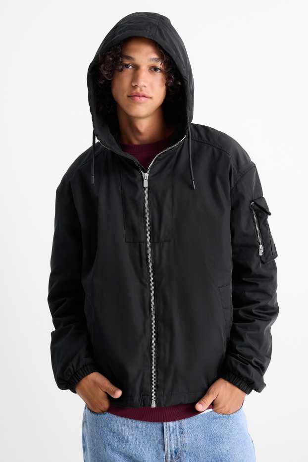 Men - Jacket with hood - black